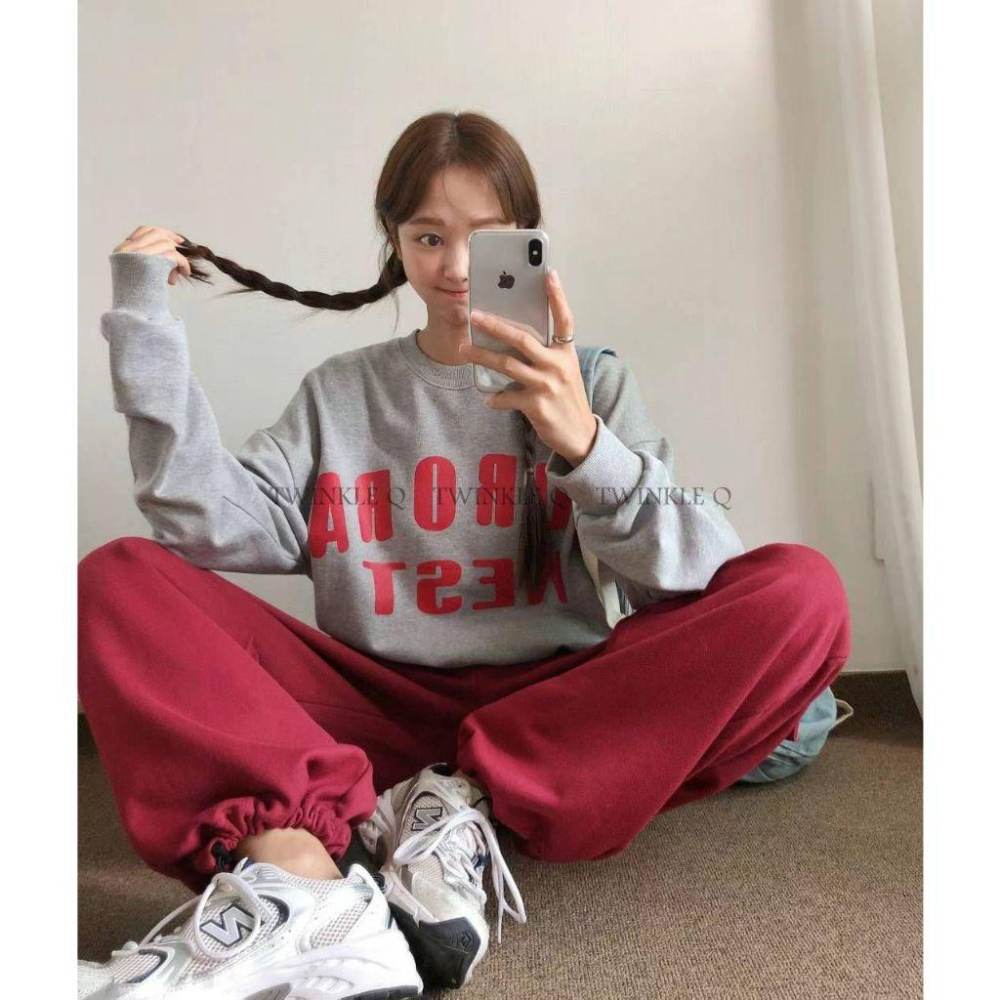 Twinkle Q韓國代購(現貨＋預購) ✈️東大門🔥南大門正韓 字母 印花 簡約 短版 大學t 長袖上衣 長袖t恤-細節圖4