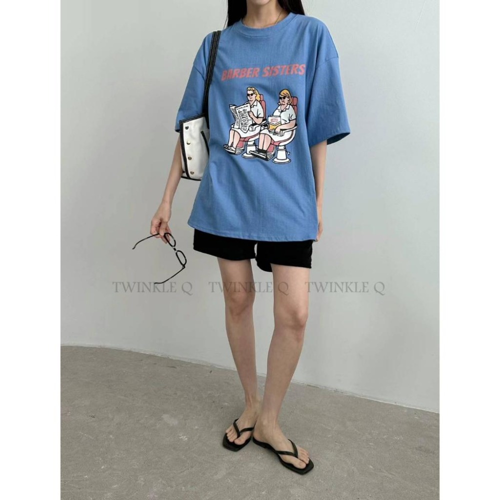 🎀Twinkle Q韓國代購(現貨＋預購) ✈️東大門🔥南大門正韓 短袖t恤 復古 理髮廳 印花 休閒 上衣 短t t恤-細節圖2