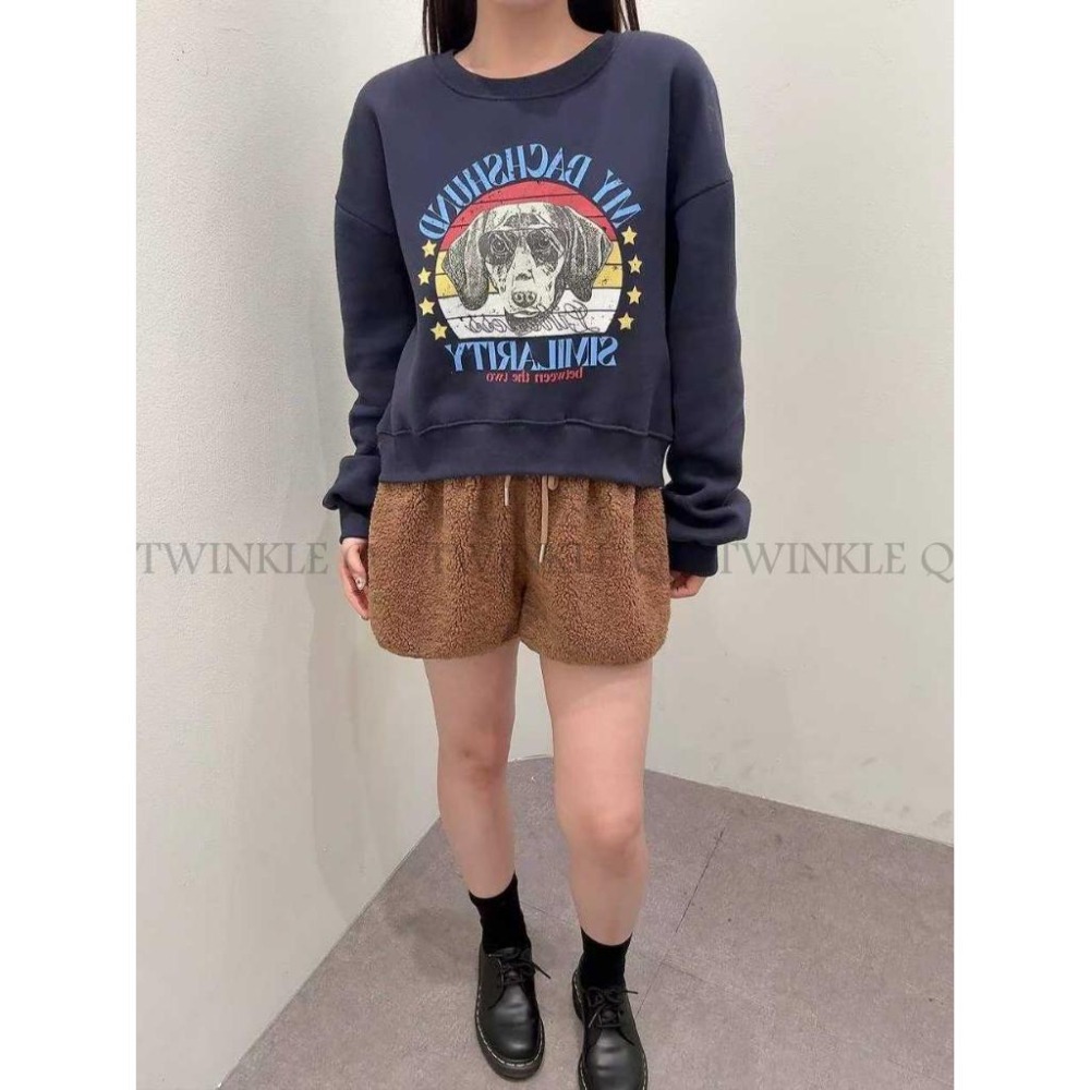 🎀TwinkleQ韓國代購BUY好物-預購✈️正韓🇰🇷 大學t 狗狗 印花 刷毛 休閒上衣 長袖t恤 寬鬆 大學踢-細節圖6
