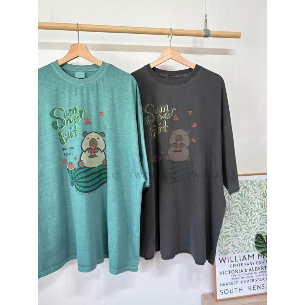 🎀TwinkleQ韓國代購BUY好物-預購✈️正韓🇰🇷 短袖t恤 卡通圖案 短袖連衣裙 水洗t恤 寬鬆 休閒t恤 短t-細節圖6