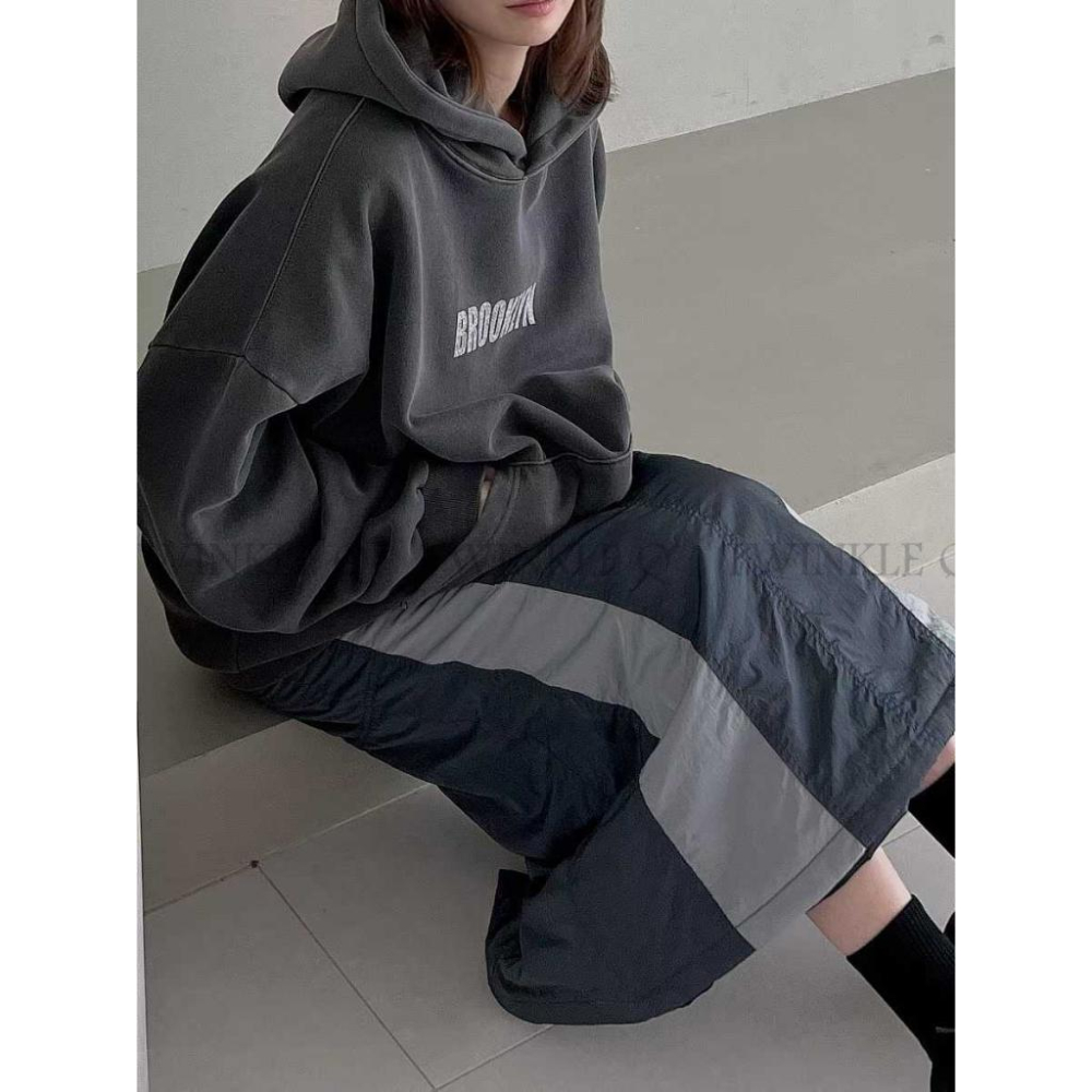 🎀TwinkleQ韓國代購-預購✈️東大門🔥南大門正韓 連帽t恤 男女中性 字母印花 簡約 刷毛 連帽上衣 連帽衫 帽t-細節圖2