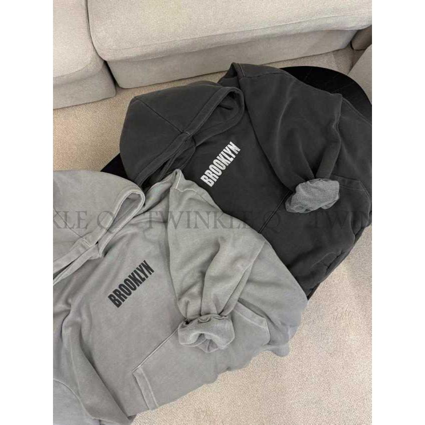 🎀TwinkleQ韓國代購-預購✈️東大門🔥南大門正韓 連帽t恤 男女中性 字母印花 簡約 刷毛 連帽上衣 連帽衫 帽t-細節圖8