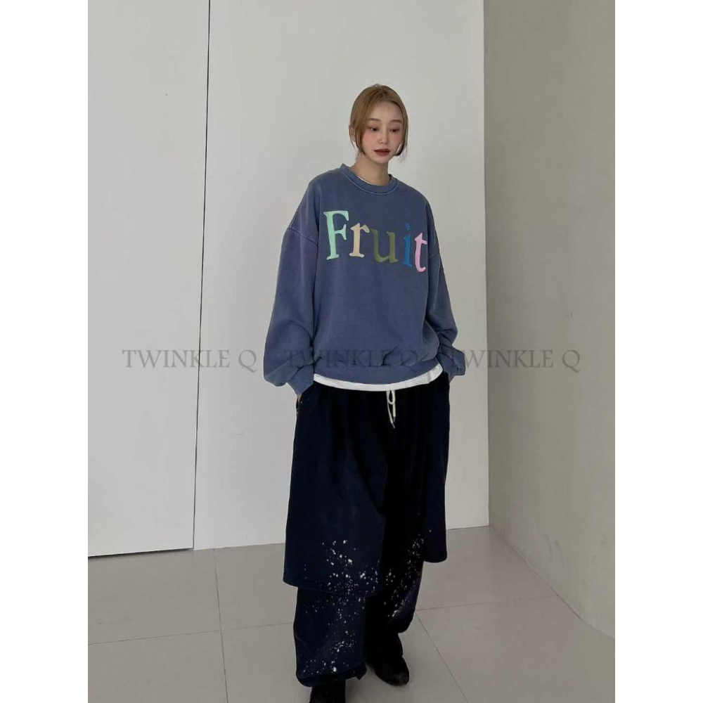 🎀TwinkleQ韓國代購-預購✈️東大門🔥南大門正韓 大學t 彩色 字母印花 水洗t 刷毛 長袖上衣 長t 大學踢-細節圖3