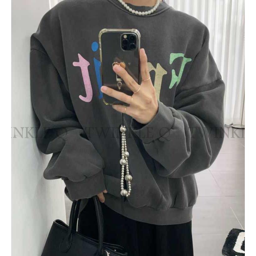 🎀TwinkleQ韓國代購-預購✈️東大門🔥南大門正韓 大學t 彩色 字母印花 水洗t 刷毛 長袖上衣 長t 大學踢-細節圖5