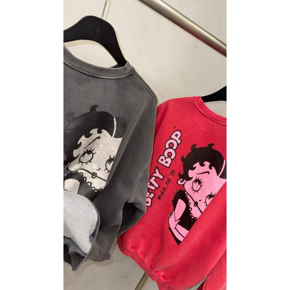 🎀TwinkleQ韓國代購-預購✈️東大門🔥南大門正韓 大學t 卡通圖案 貝蒂 水洗t恤 刷毛 長袖t恤 大學踢-細節圖3