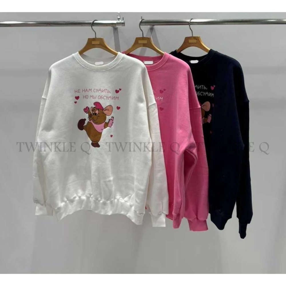 🎀TwinkleQ韓國代購-預購✈️東大門🔥南大門正韓 大學t 卡通圖案印花 刷毛 休閒上衣 寬鬆 長袖t恤 大學踢-細節圖9