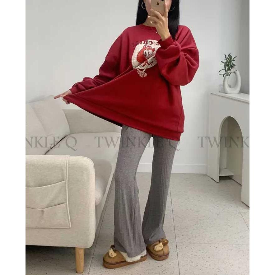 🎀Twinkle Q多國代購-預購✈️東大門🔥南大門正韓 大學t 卡通圖案印花 中性 寬鬆上衣 刷毛 長袖上衣 大學踢-細節圖5