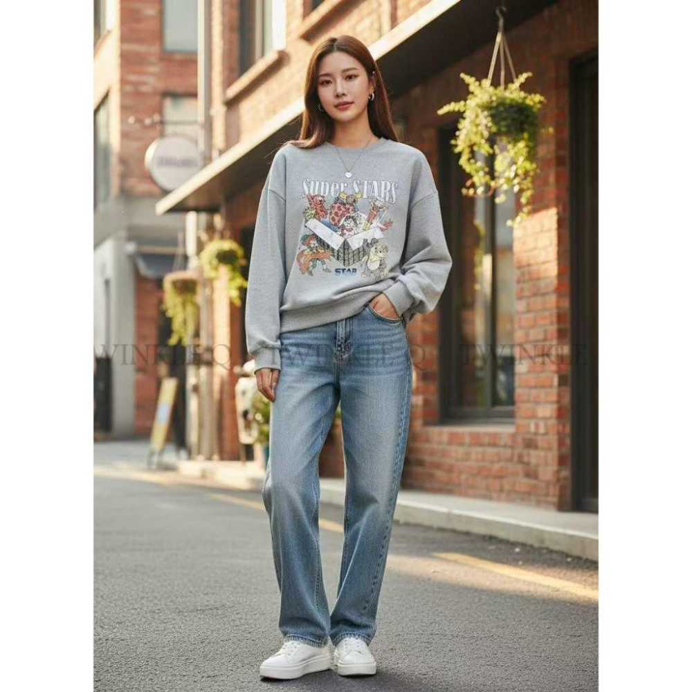 🎀TwinkleQ韓國代購-預購✈️東大門🔥南大門正韓 大學t 卡通圖案 印花 休閒t恤 長袖上衣  長t 大學踢-細節圖2