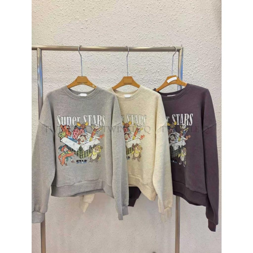 🎀TwinkleQ韓國代購-預購✈️東大門🔥南大門正韓 大學t 卡通圖案 印花 休閒t恤 長袖上衣  長t 大學踢-細節圖4