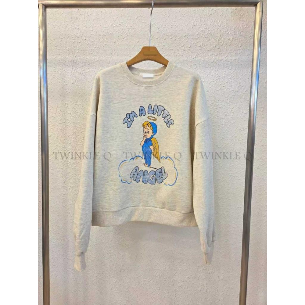🎀TwinkleQ韓國代購-預購✈️東大門🔥南大門正韓 大學t 天使 圖案印花 休閒上衣 韓國t恤 長袖t恤 大學踢-細節圖2