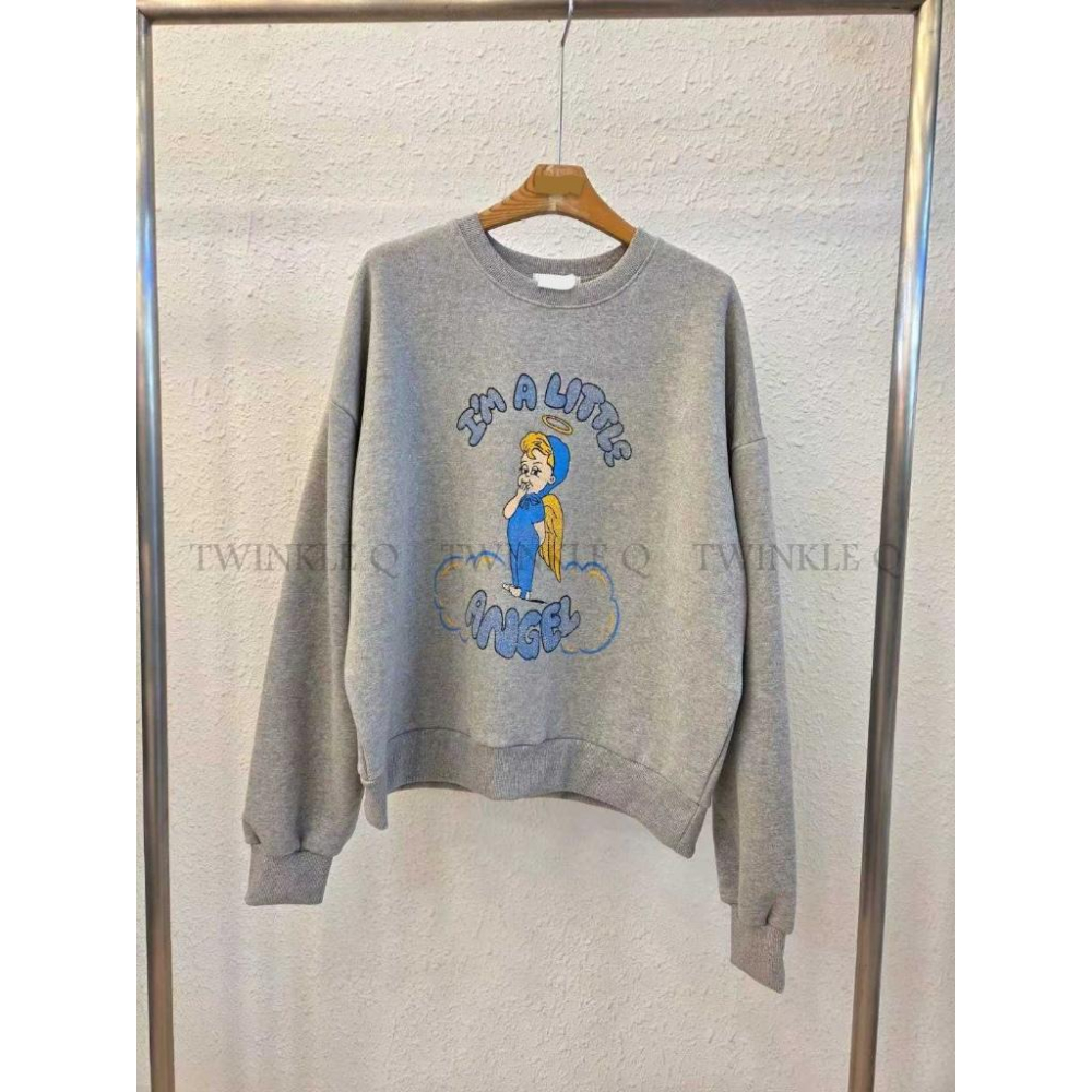 🎀TwinkleQ韓國代購-預購✈️東大門🔥南大門正韓 大學t 天使 圖案印花 休閒上衣 韓國t恤 長袖t恤 大學踢-細節圖3
