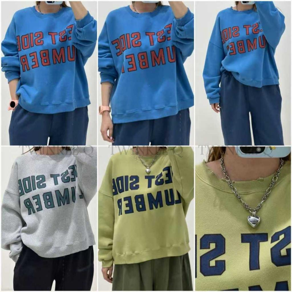 🎀TwinkleQ韓國代購-預購✈️東大門🔥南大門正韓 大學t 字母印花 刷毛 割破 寬鬆上衣 長袖t恤 上衣 大學踢-細節圖8