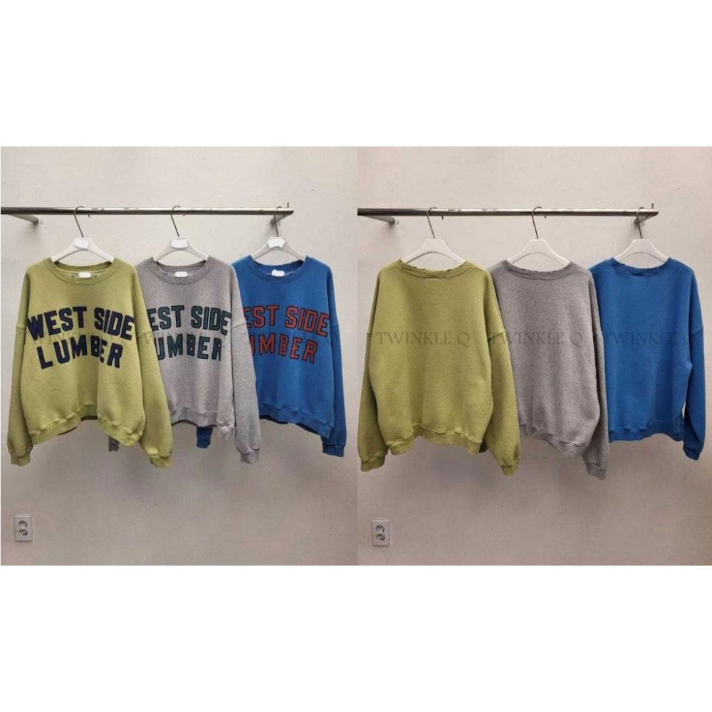 🎀TwinkleQ韓國代購-預購✈️東大門🔥南大門正韓 大學t 字母印花 刷毛 割破 寬鬆上衣 長袖t恤 上衣 大學踢-細節圖9