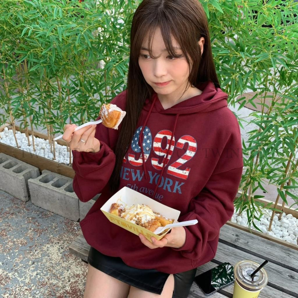 🎀TwinkleQ韓國代購-預購✈️東大門🔥南大門正韓 連帽t恤1992 圖案字母印花 休閒 連帽上衣 連帽衫 帽t-細節圖5