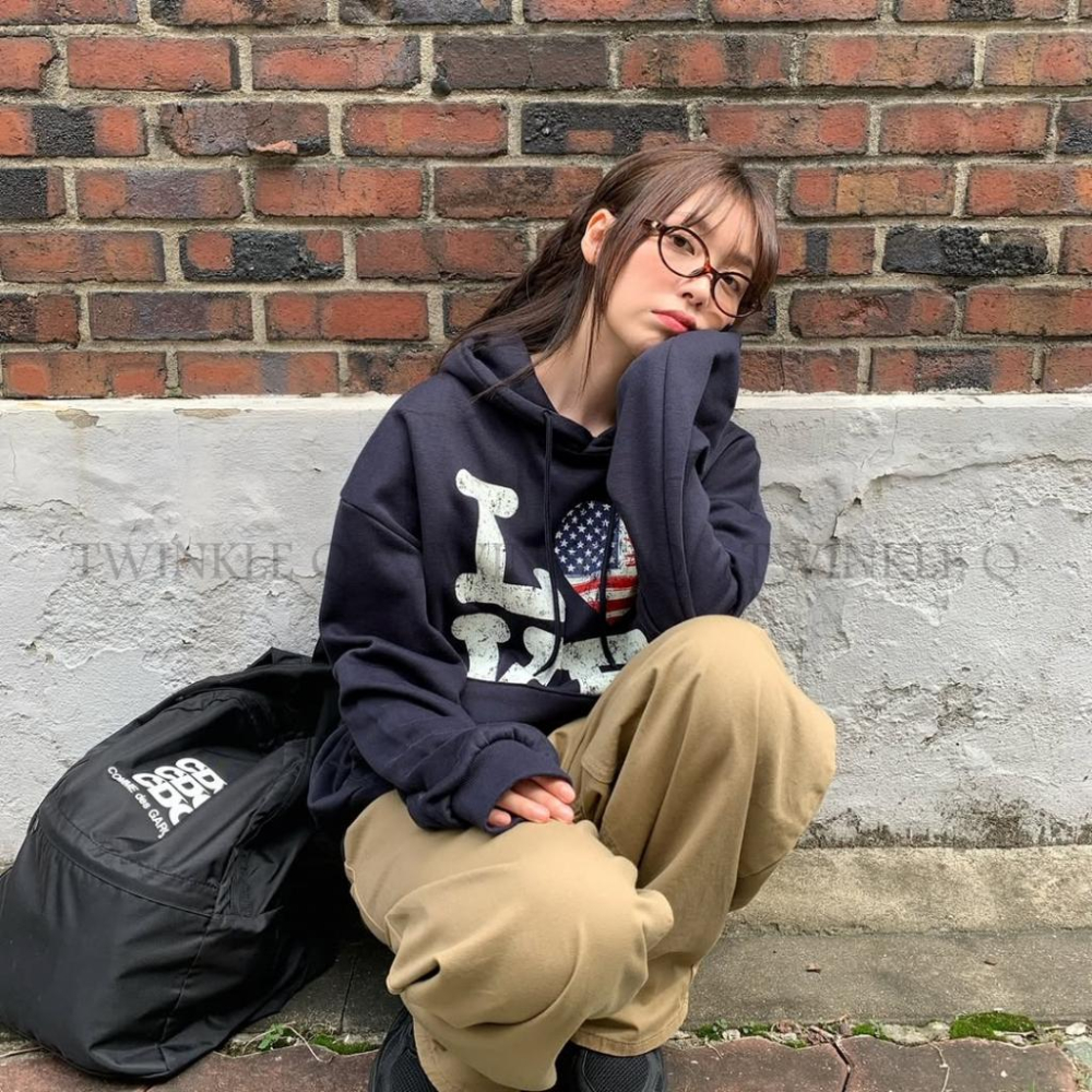 🎀TwinkleQ韓國代購-預購✈️東大門🔥南大門正韓 連帽t恤 愛心 字母印花 長袖上衣 連帽上衣 帽t-細節圖6