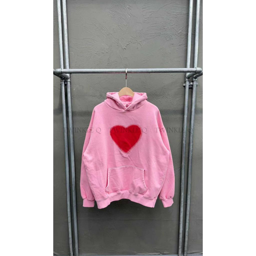 🎀TwinkleQ韓國代購-預購✈️東大門🔥南大門正韓 連帽t恤 男女中性 愛心 抓絨 水洗t 連帽衫 連帽上衣 帽t-細節圖2