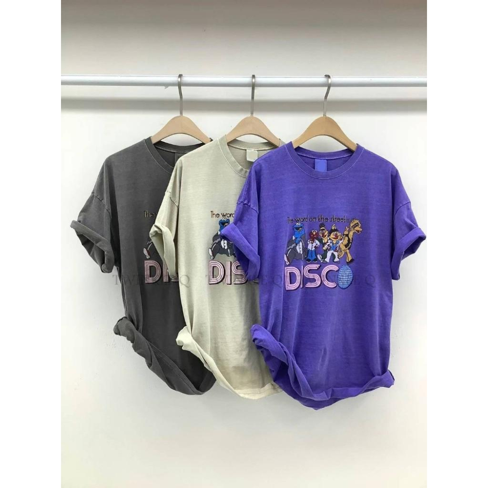 🎀Twinkle Q韓國代購-預購✈️東大門🔥南大門正韓 短袖t恤 芝麻街 圖案印花 水洗t恤 寬鬆版型 上衣 中性-細節圖5