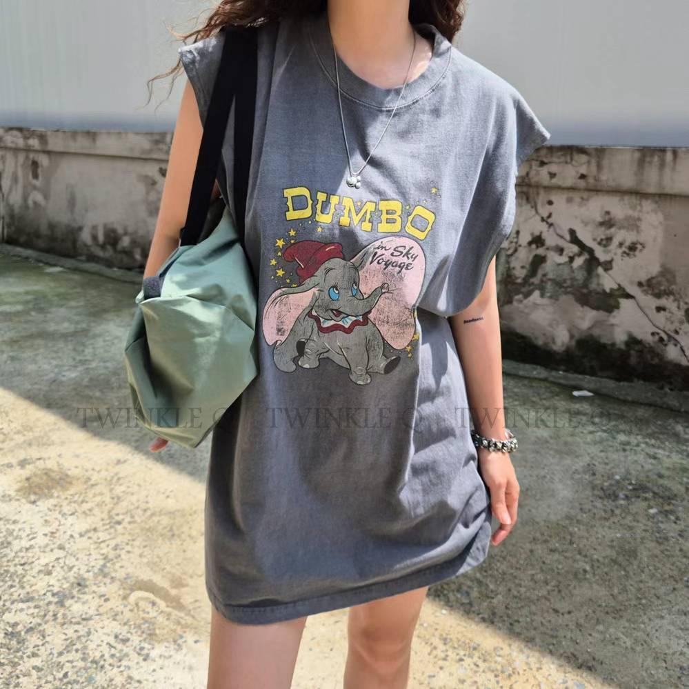 🎀Twinkle Q韓國代購(現貨+預購)✈️東大門🔥南大門正韓 無袖背心 小飛象 水洗t恤 刷舊 背心 男女 中性-細節圖4