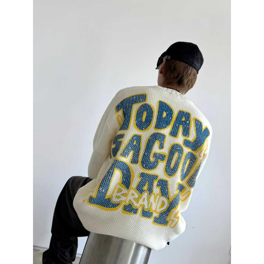 🎀TwinkleQ韓國代購-預購✈️東大門🔥南大門正韓 針織毛衣 字母 印花 寬鬆 針織上衣 毛衣 長袖上衣-細節圖3