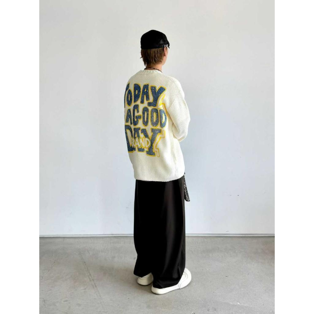 🎀TwinkleQ韓國代購-預購✈️東大門🔥南大門正韓 針織毛衣 字母 印花 寬鬆 針織上衣 毛衣 長袖上衣-細節圖7