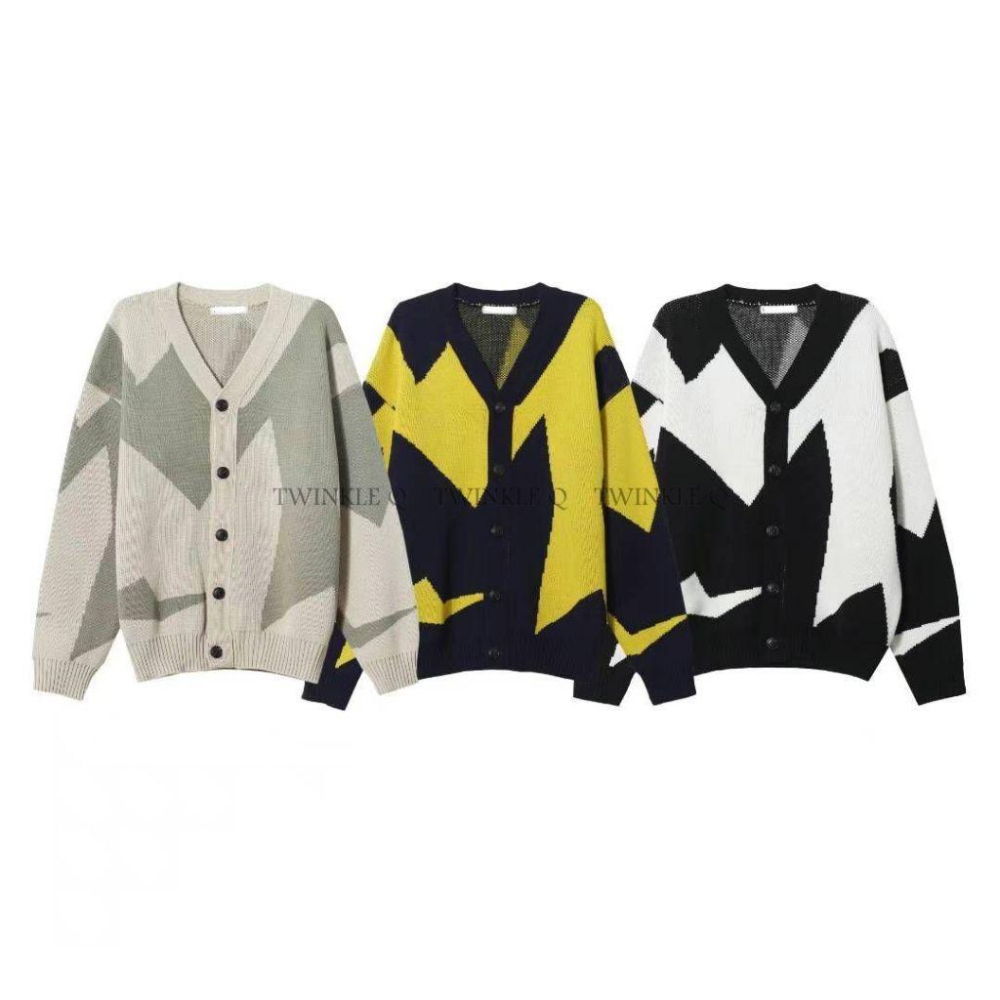 Twinkle Q韓國代購（現貨+預購）✈️東大門🔥南大門正韓 針織毛衣 不規則 撞色休閒外套 V領針織外套 男女 中性-細節圖5