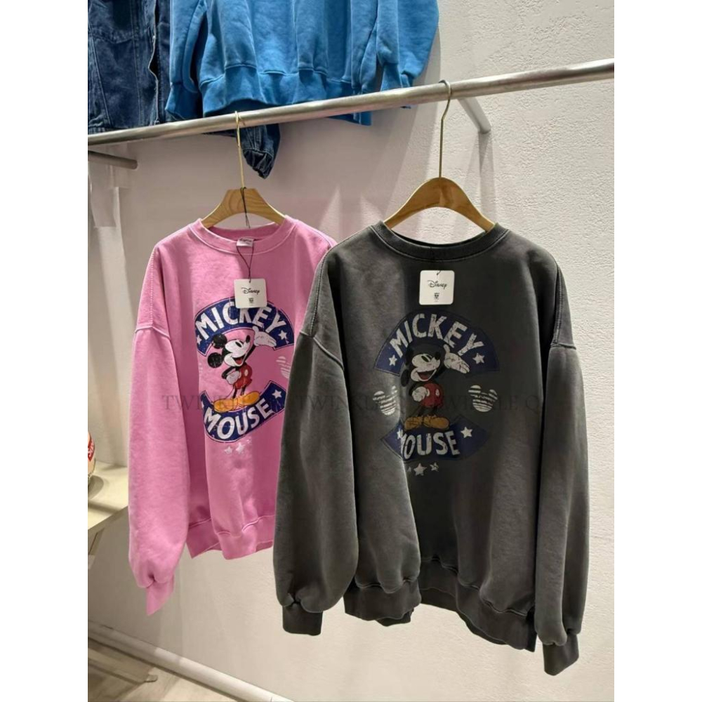🎀Twinkle Q韓國代購-預購✈️東大門🔥南大門正韓 大學t 米奇 圖案 水洗 刷毛上衣 長袖t恤 長t 大學踢-細節圖9