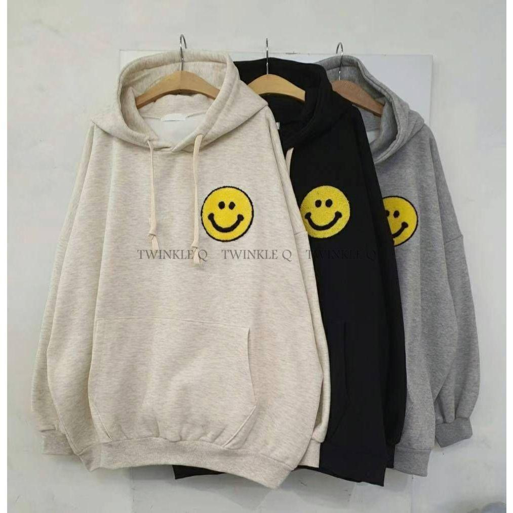 Twinkle Q韓國代購(現貨+預購) ✈️東大門🔥南大門正韓 連帽t恤 笑臉 長袖t恤 休閒 寬鬆 長袖上衣 帽Ｔ-細節圖8