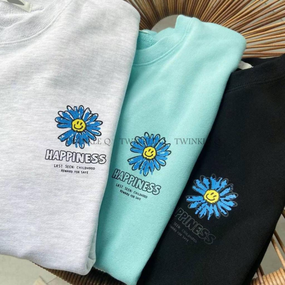Twinkle Q韓國代購（現貨+預購）✈️東大門🔥南大門正韓 笑臉 塗鴨 印花 休閒上衣 大學t 長袖t恤 男女 中性-細節圖8