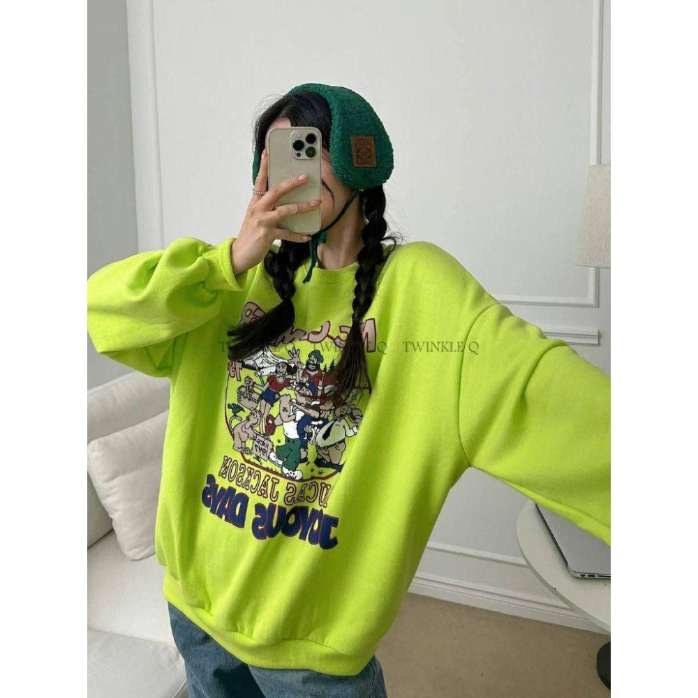 Twinkle Q韓國代購（現貨+預購）✈️東大門🔥南大門正韓 卡通圖案 卜派 大學t 長袖上衣 休閒上衣 長袖t恤-細節圖2