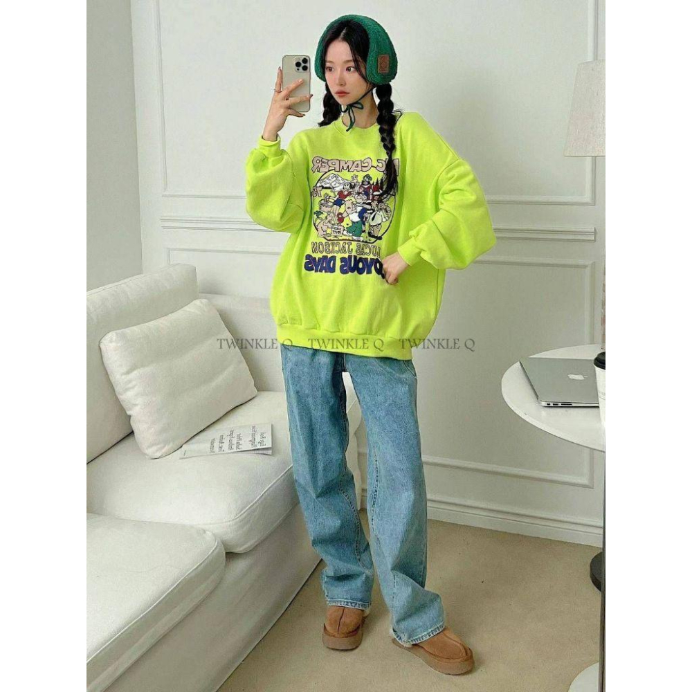 Twinkle Q韓國代購（現貨+預購）✈️東大門🔥南大門正韓 卡通圖案 卜派 大學t 長袖上衣 休閒上衣 長袖t恤-細節圖3