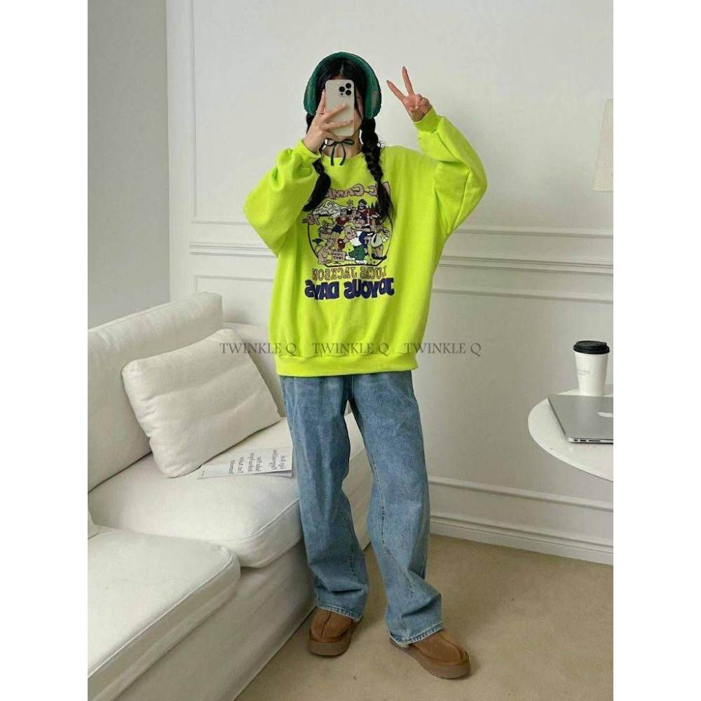 Twinkle Q韓國代購（現貨+預購）✈️東大門🔥南大門正韓 卡通圖案 卜派 大學t 長袖上衣 休閒上衣 長袖t恤-細節圖4