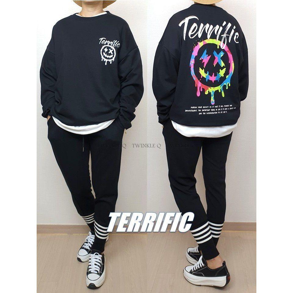 Twinkle Q韓國代購-預購✈️東大門🔥南大門正韓 微笑 圖案 彩色 印花 潮t 休閒上衣 大學t 男女 中性-細節圖2