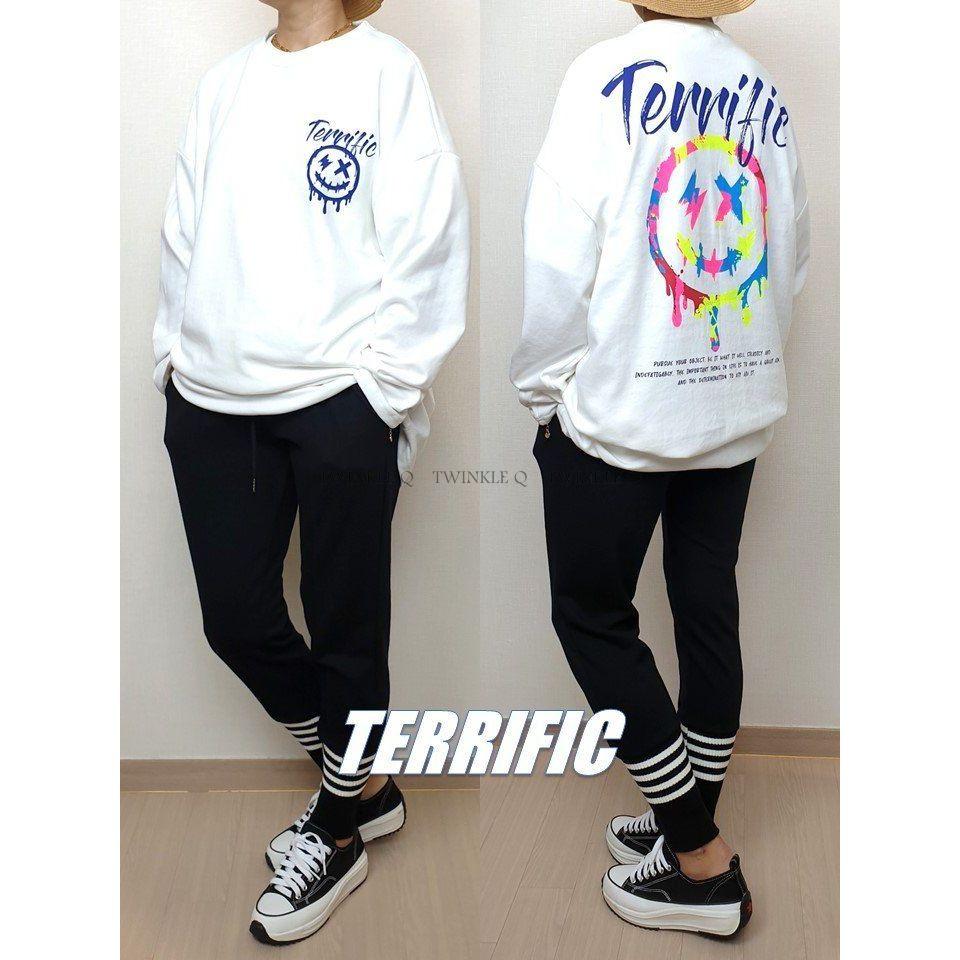 Twinkle Q韓國代購-預購✈️東大門🔥南大門正韓 微笑 圖案 彩色 印花 潮t 休閒上衣 大學t 男女 中性-細節圖3