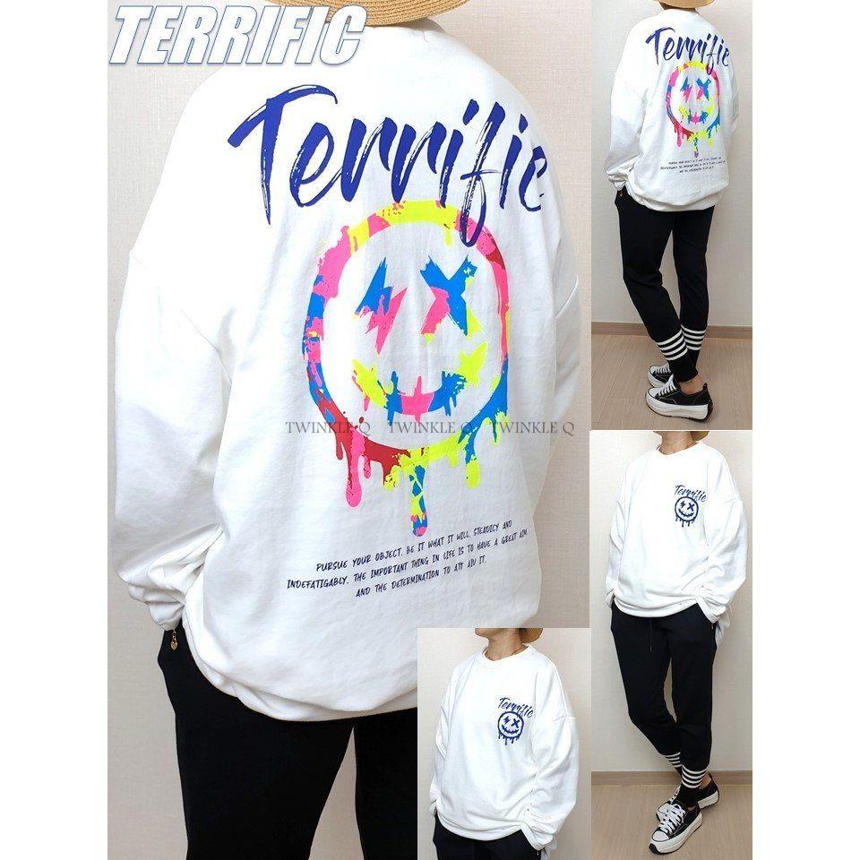 Twinkle Q韓國代購-預購✈️東大門🔥南大門正韓 微笑 圖案 彩色 印花 潮t 休閒上衣 大學t 男女 中性-細節圖4