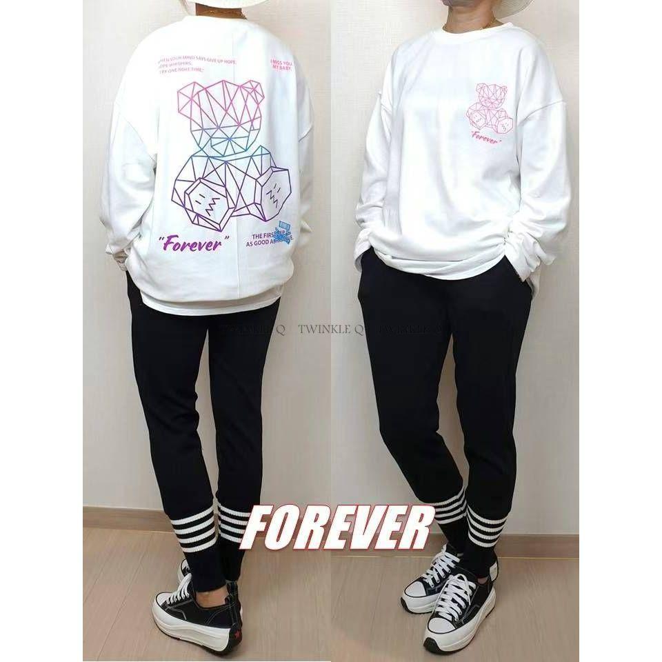 Twinkle Q韓國代購(現貨＋預購) ✈️東大門🔥南大門正韓 美式風格 熊熊 寬鬆 落肩 休閒上衣 大學t 男女中性-細節圖3