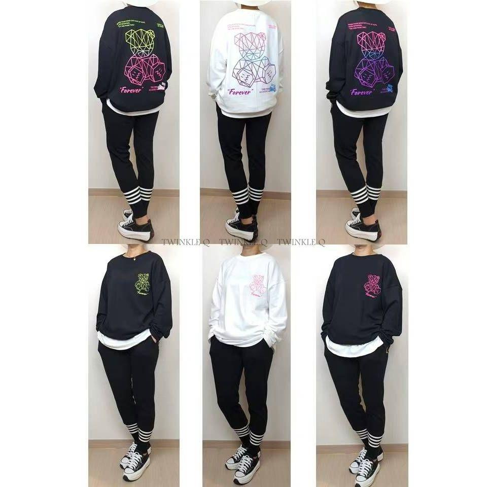 Twinkle Q韓國代購(現貨＋預購) ✈️東大門🔥南大門正韓 美式風格 熊熊 寬鬆 落肩 休閒上衣 大學t 男女中性-細節圖7