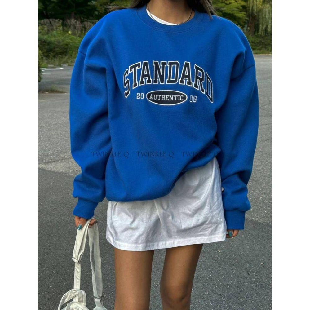 Twinkle Q韓國代購(現貨+預購)✈️東大門🔥南大門正韓 美式風 校園風 字母 刺繡 大學t 長袖t恤 男女 中性-細節圖2