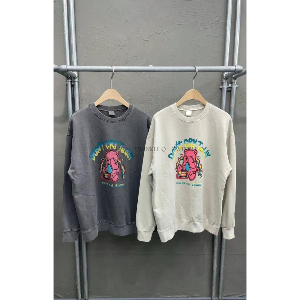 Twinkle Q韓國代購(現貨+預購)✈️東大門🔥南大門正韓 泰迪熊 哭哭 彩虹熊長袖t 休閒上衣 大學t 男女 中性-細節圖9