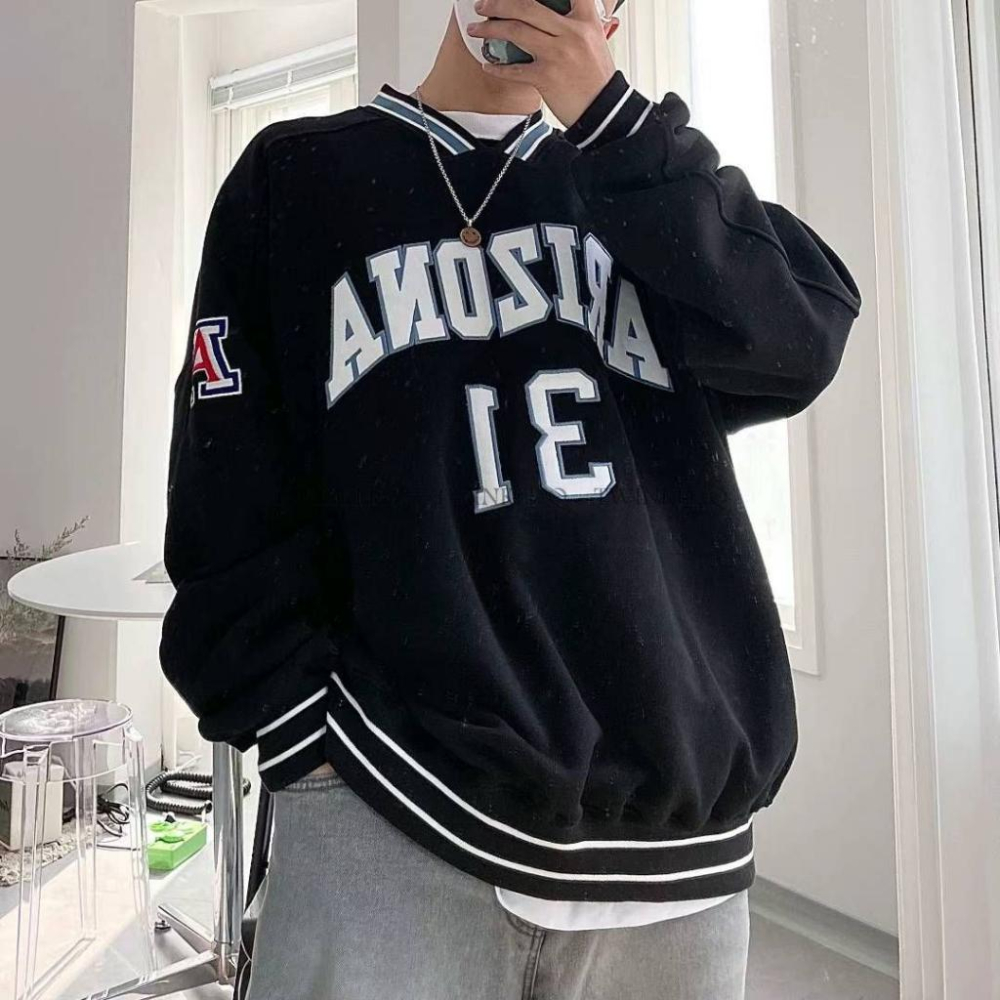 Twinkle Q韓國代購(現貨＋預購)✈️東大門🔥南大門正韓 棒球上衣 V領 字母 刺繡 大學t 休閒上衣 男女 中性-細節圖7