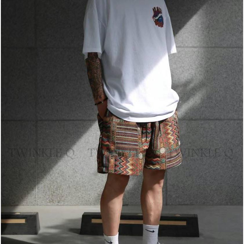 🎀Twinkle Q韓國代購(現貨+預購)✈️東大門🔥南大門正韓 短褲 民俗風 線條 圖案 百搭 休閒短褲 男女 中性-細節圖2