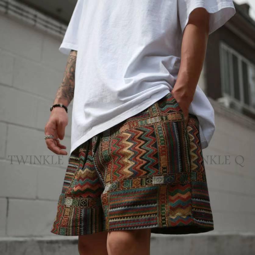 🎀Twinkle Q韓國代購(現貨+預購)✈️東大門🔥南大門正韓 短褲 民俗風 線條 圖案 百搭 休閒短褲 男女 中性-細節圖3