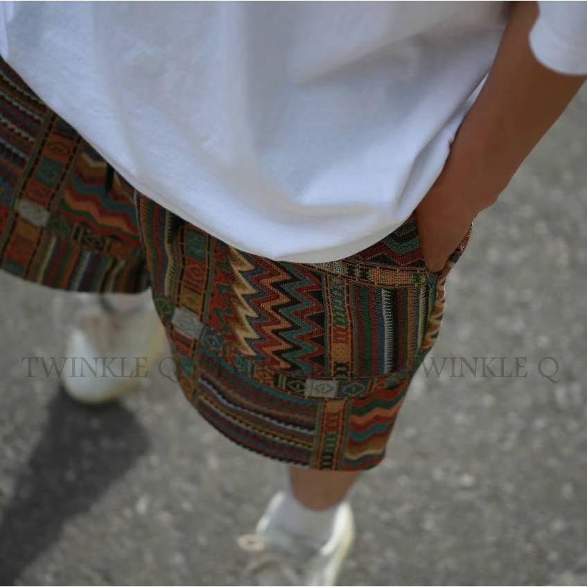 🎀Twinkle Q韓國代購(現貨+預購)✈️東大門🔥南大門正韓 短褲 民俗風 線條 圖案 百搭 休閒短褲 男女 中性-細節圖4