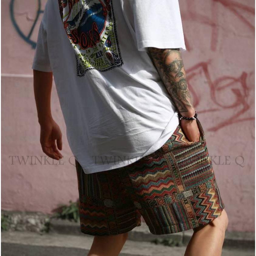 🎀Twinkle Q韓國代購(現貨+預購)✈️東大門🔥南大門正韓 短褲 民俗風 線條 圖案 百搭 休閒短褲 男女 中性-細節圖6