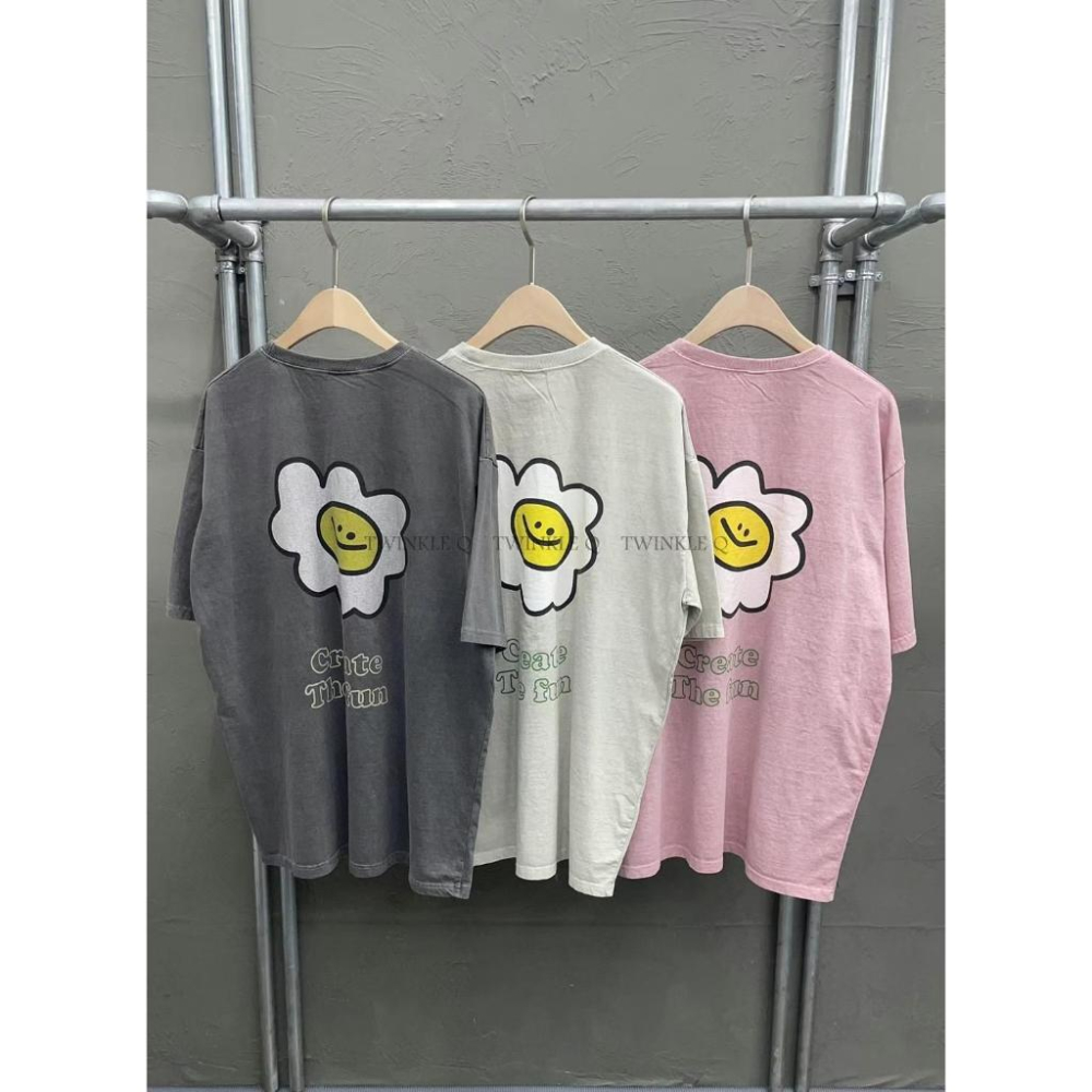 🎀Twinkle Q韓國代購(現貨+預購)南大門正韓🇰🇷 微笑荷包蛋 圖案 字母印花T恤 短袖上衣 韓國t恤 男女 中性-細節圖6