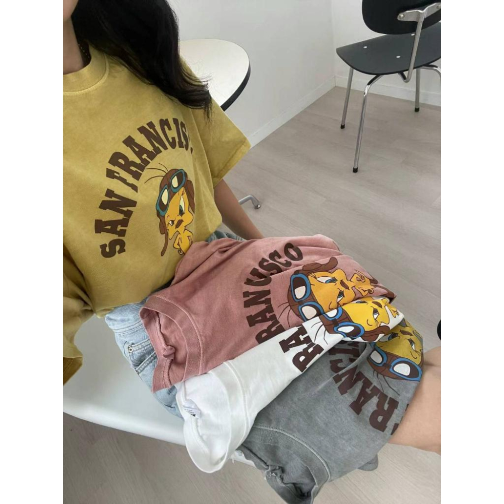 🎀Twinkle Q韓國代購(現貨＋預購)✈️東大門🔥南大門正韓 卡通圖案 崔弟 印花 短袖t恤 休閒上衣 男女 中性-細節圖6