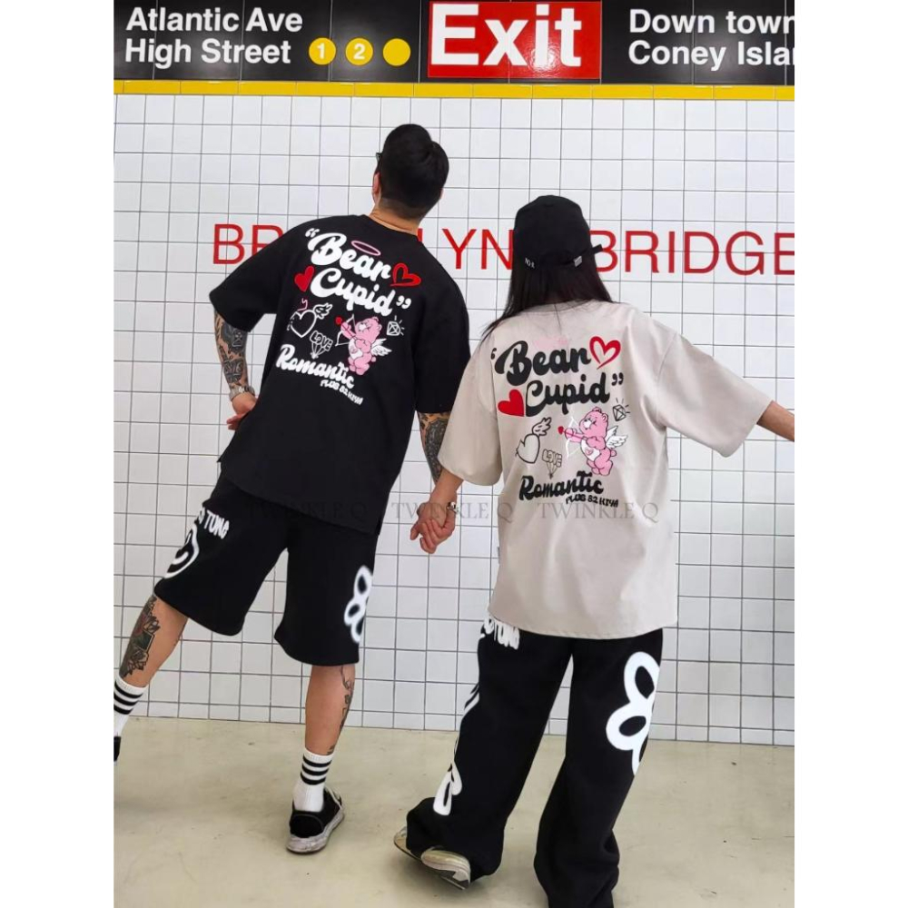 🎀Twinkle Q韓國代購(現貨＋預購) ✈️東大門🔥南大門正韓 短袖t恤 愛心 熊熊 邱比特 上衣 t恤 男女 中性-細節圖5