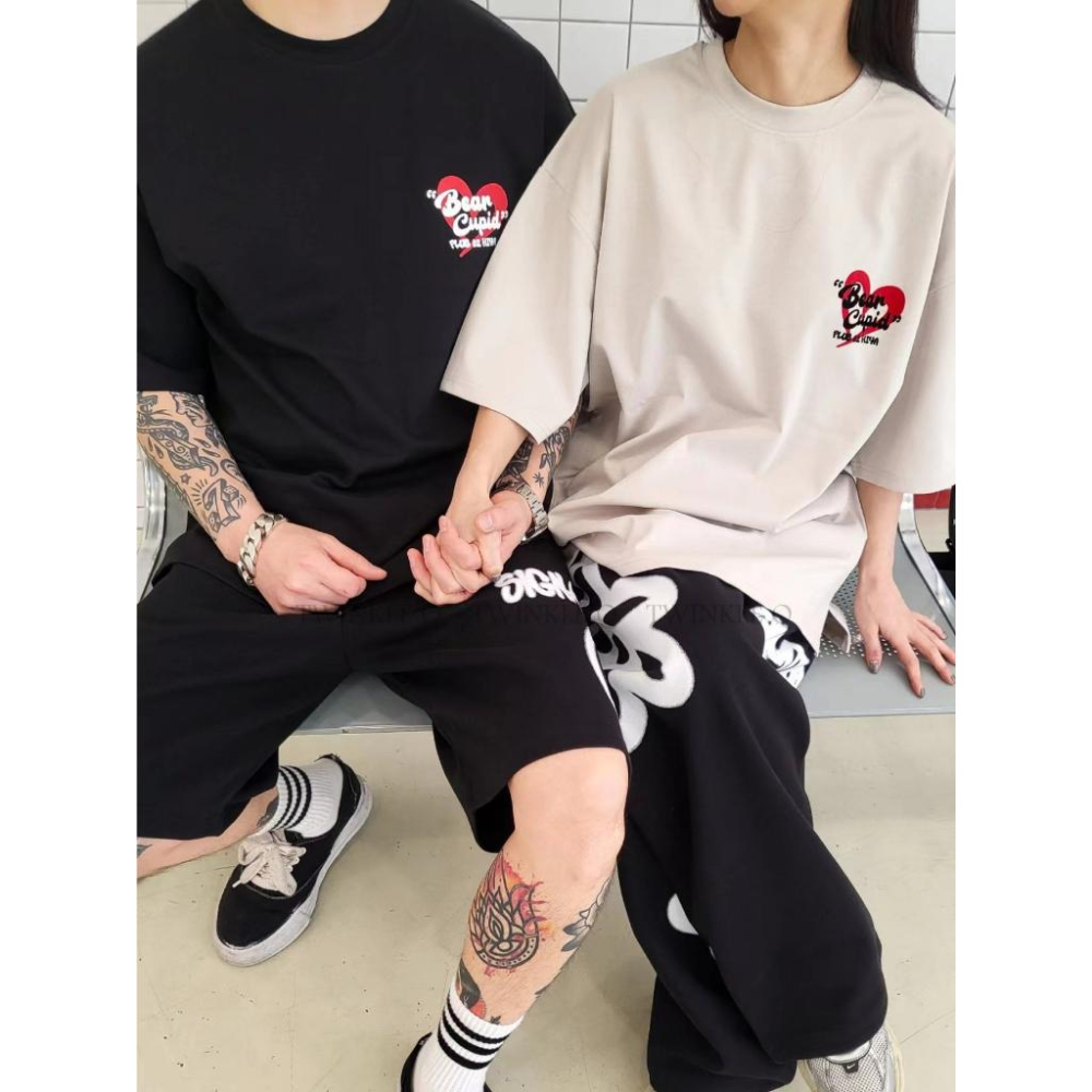 🎀Twinkle Q韓國代購(現貨＋預購) ✈️東大門🔥南大門正韓 短袖t恤 愛心 熊熊 邱比特 上衣 t恤 男女 中性-細節圖8