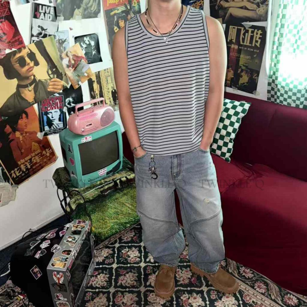 🎀Twinkle Q韓國代購(現貨+預購)✈️東大門🔥南大門正韓 無袖背心 條紋 內搭 休閒 無袖上衣 背心-細節圖4