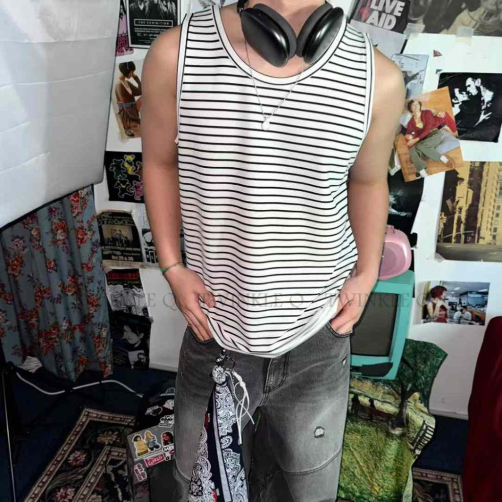 🎀Twinkle Q韓國代購(現貨+預購)✈️東大門🔥南大門正韓 無袖背心 條紋 內搭 休閒 無袖上衣 背心-細節圖6