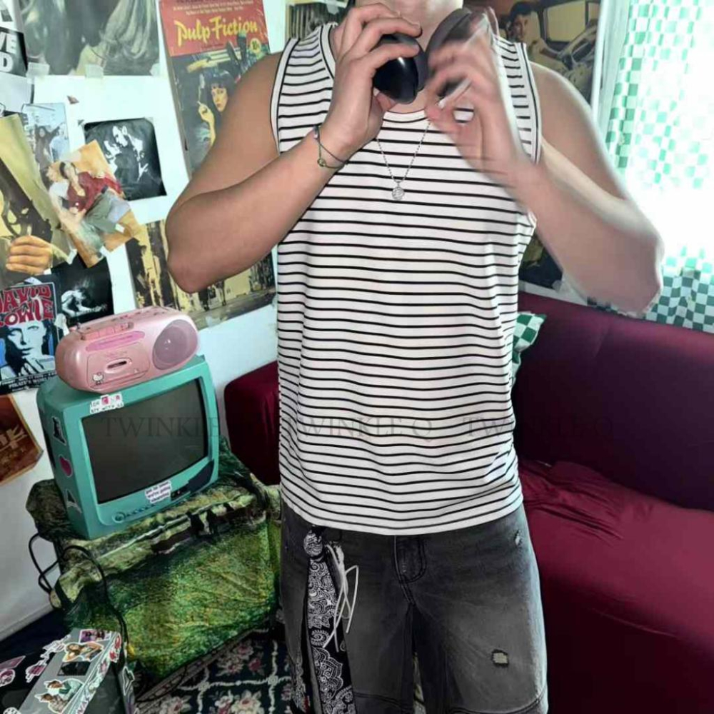 🎀Twinkle Q韓國代購(現貨+預購)✈️東大門🔥南大門正韓 無袖背心 條紋 內搭 休閒 無袖上衣 背心-細節圖7